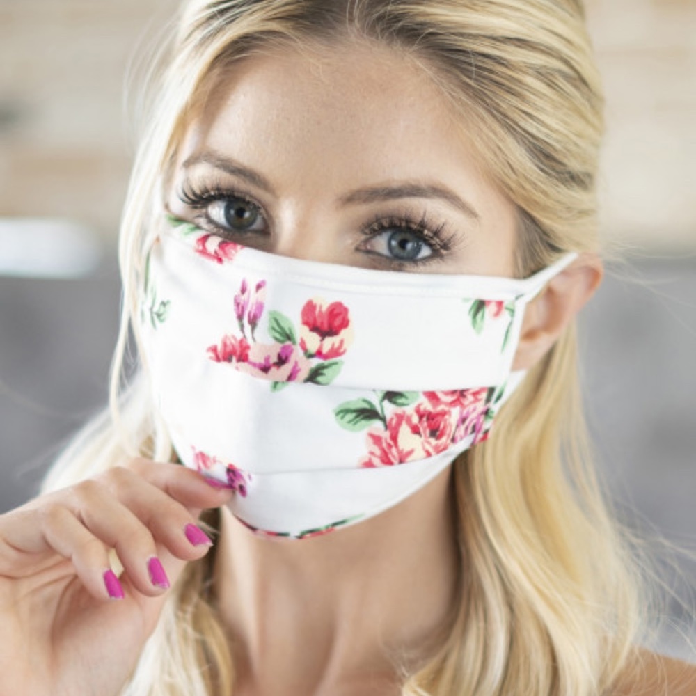2 for 20! Ivory Floral print face mask